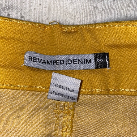 Yellow Lace Up Denim Mini Skirt - Picture 3 of 3